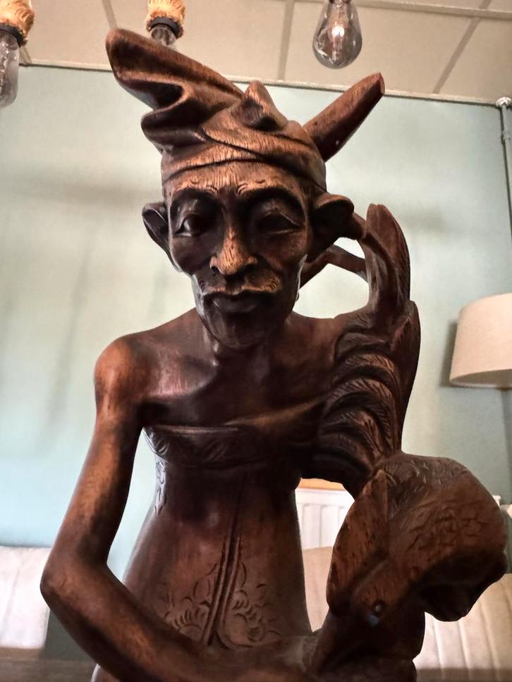 Balinees Houten Beeld Haan Tajen, Antiek en Kunst, Kunst | Beelden en Houtsnijwerken, Ophalen