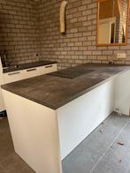 Complete keuken recht eiland wit hoogglans, Huis en Inrichting, Keuken | Complete keukens, Ophalen, Gebruikt, Wit, Hout
