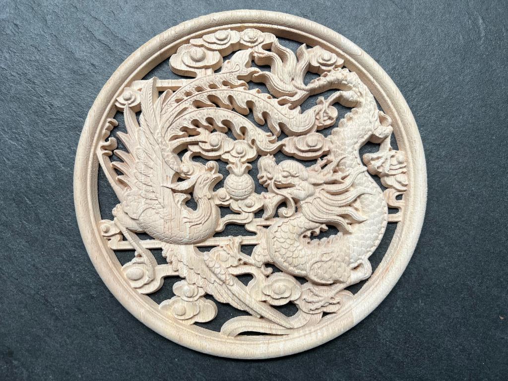 Chinees houtsnijwerk ornament chinese draak feniks phoenix, Verburgt Vintage, Nieuw, Ophalen of Verzenden, https://verburgtvintage.nl/#contact