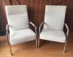 2 Leolux Helical Fauteuils in Creme kleurige stof., Huis en Inrichting, Fauteuils, Ophalen, Minder dan 75 cm, Zo goed als nieuw