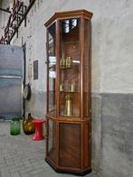 Antieke Hoge Vitrinekast | Vintage Vitrine Kast Hout Hoog, Antiek en Kunst, Antiek | Meubels | Kasten, Ophalen of Verzenden