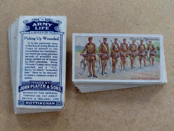 Army Life complete set 25 cigarette cards 1910 John Player, Verzamelen, Militaria | Algemeen, Overige soorten, Overige typen, Engeland