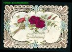 Prachtig wenskaartje, brocante versiering M03-09, Verzenden, Voor 1920, Gelopen, Sterren en Beroemdheden