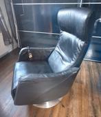 Zwart lederen Relaxfauteuil met nieuwe accu large model ., Ophalen, Zo goed als nieuw, Leer