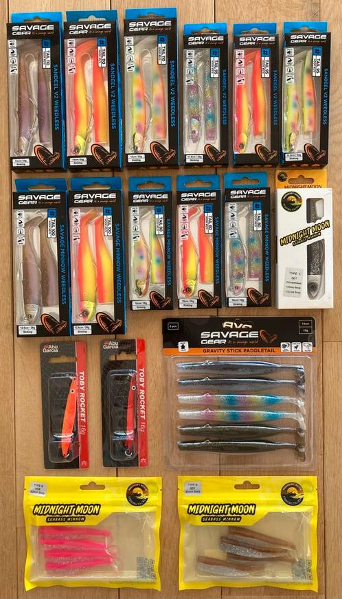 Superset Savage Gear Weedless Zeebaars Minnows Sandeels etc, Watersport en Boten, Hengelsport | Zeevissen, Nieuw, Complete set