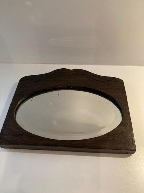 antieke eiken spiegel facetgeslepen houtsnijwerk, Antiek en Kunst, Antiek | Spiegels, Minder dan 50 cm, Minder dan 100 cm, Ovaal