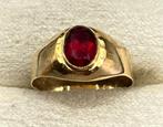 Antieke (1940) 18 k ring met synthethissche robijn, Verzenden, Goud, Ring, Met edelsteen