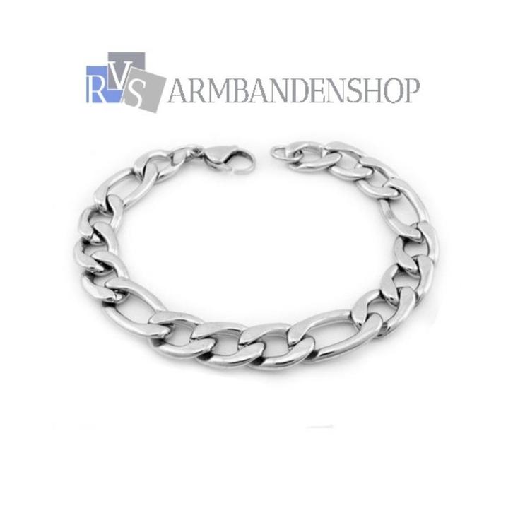 Rvs figaro armband in div lengtes heren armband rvs zilver, Sieraden, Tassen en Uiterlijk, Armbanden, Nieuw, Staal, Zilver, Verzenden