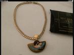 Geweldige vintage set ketting en Hanger Michaela Frey 24k GP, Verzenden, Zo goed als nieuw, Met edelsteen, Goud