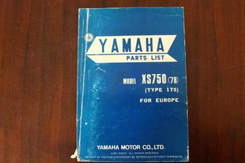 Yamaha XS750 1978 motorcycle parts list  XS 750