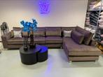 ACTIE Luxe Velvet Hoekbank King 400x220cm Bluvel Brown NIEUW, Huis en Inrichting, Banken | Bankstellen, Oosterbaan, Info@oosterbaanwonen.nl