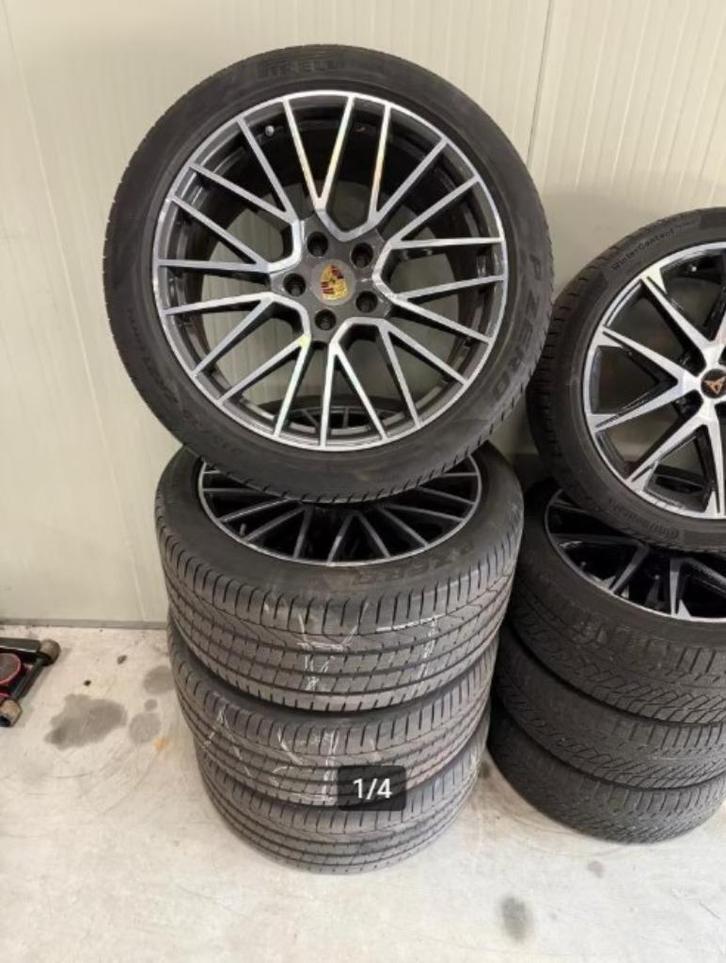 Porsche Cayenne RS Spyder 21 inch zomerbanden 5x130 breedset, Auto-onderdelen, Banden en Velgen, Velg(en), Zomerbanden, 21 inch
