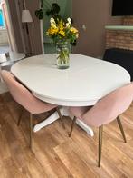 Uitschuifbare ronde/ovale tafel wit, Huis en Inrichting, Tafels | Eettafels, Ophalen, Zo goed als nieuw, Ovaal, 100 tot 150 cm
