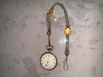 Vintage zilveren Huga pocketwatch zakhorloge met ketting, Sieraden, Tassen en Uiterlijk, Horloges | Antiek, Ophalen, A, A, A