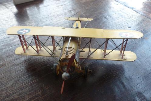 modelvliegtuig dubbeldekker geel 35cm, Antiek en Kunst, Curiosa en Brocante, Ophalen of Verzenden