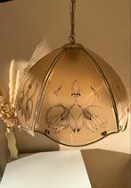 Hollywood Regency hanglamp rookglas bloem, Huis en Inrichting, Lampen | Hanglampen, Ophalen, Gebruikt, Glas, Hollywood Regency