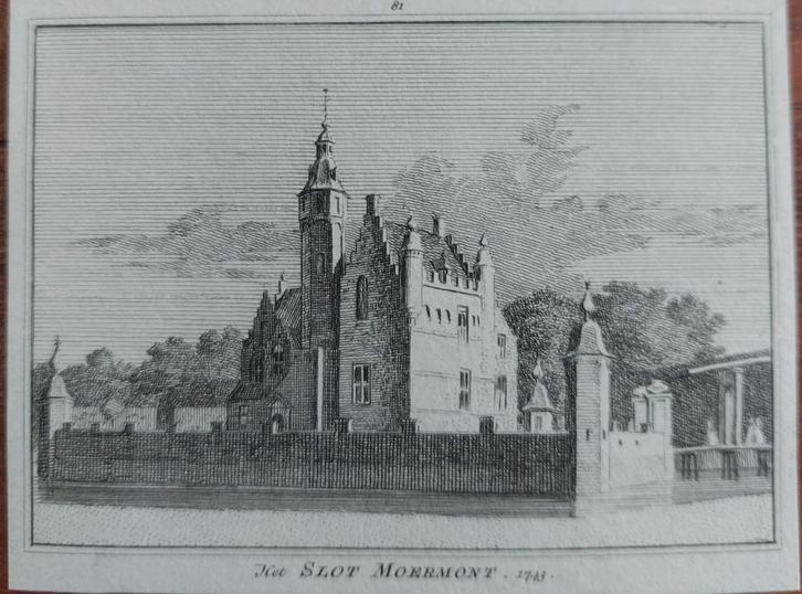 81 / Het Slot Moermont te Renesse Kopergravure uit 1754, Antiek en Kunst, Kunst | Etsen en Gravures, Ophalen of Verzenden
