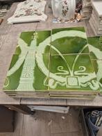 Unieke art nouveau tegels, tegeltableau 210 cm x 36 cm groen, Antiek en Kunst, Ophalen