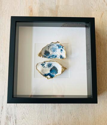 Oester schilderij - oesters blauw in fotolijst beschikbaar voor biedingen