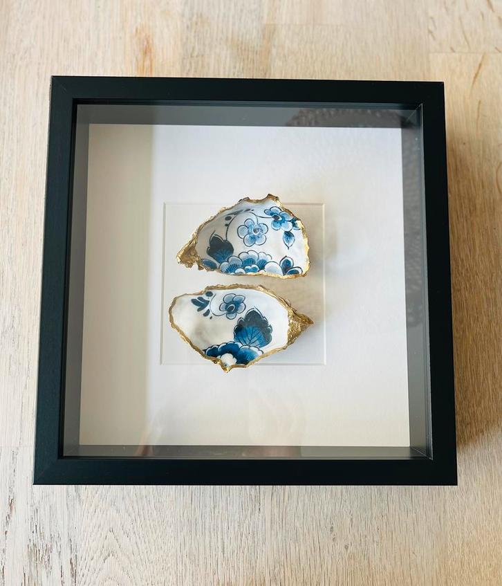 Oester schilderij - oesters blauw in fotolijst, Huis en Inrichting, Woonaccessoires | Lijsten, Nieuw, Minder dan 50 cm, Minder dan 50 cm