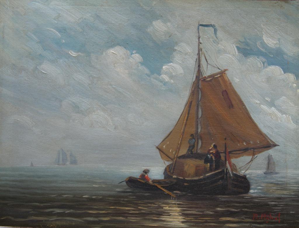 (vissers)boot op het water,  R. Nijland, Antiek en Kunst, Kunst | Schilderijen | Klassiek, Ophalen of Verzenden