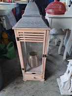 Houten lantaarn met glazen panelen, Antiek en Kunst, Ophalen of Verzenden