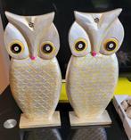 Set van 2 houten uilen beeldjes, Ophalen of Verzenden, Zo goed als nieuw, Dier