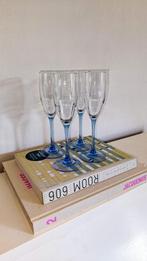 4x Champagneglazen Luminarc France Lichtblauwe Steel, Ophalen of Verzenden, Gebruikt, Overige typen