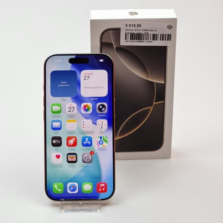 iPhone 16 Pro 128GB Natural Titanium | Accu: 100%, Telecommunicatie, Mobiele telefoons | Apple iPhone, Zo goed als nieuw