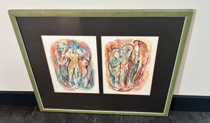 Aquarellen (tweelijk) van Yvonne oude Elferink, Antiek en Kunst, Kunst | Schilderijen | Abstract, Ophalen