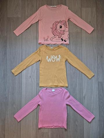 3x longsleeve roze okergeel h&m next zeeman unicorn mt 110 beschikbaar voor biedingen