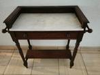 Antiek wastafeltje, lade, plank, marmer, haltafel, sidetable, Antiek en Kunst, Antiek | Meubels | Tafels, Ophalen