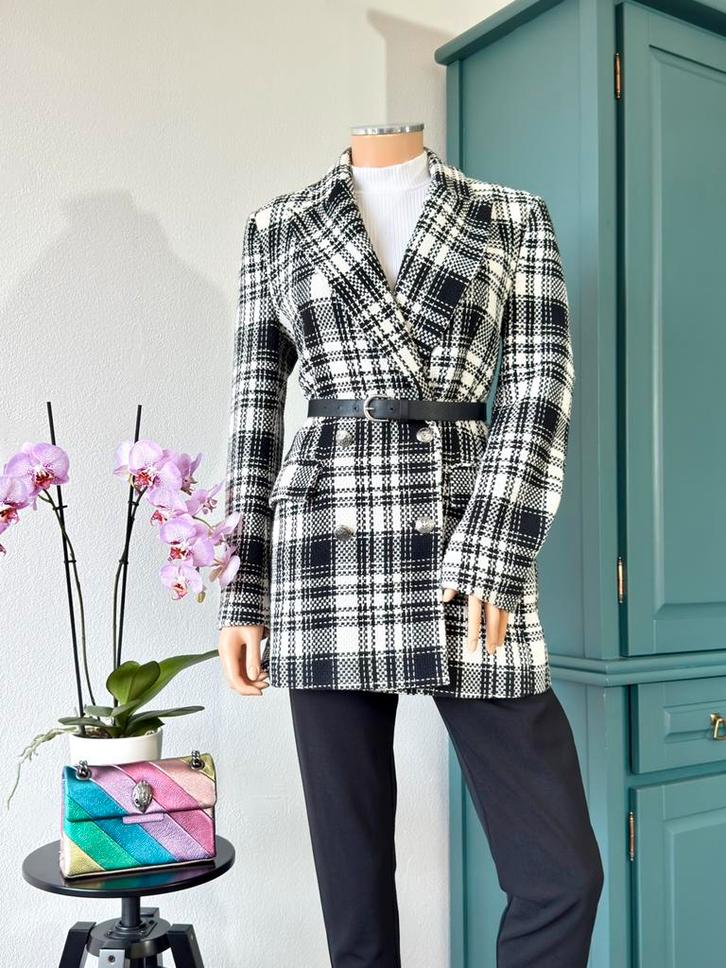 ZARA blazer maat M - zwart - creme - ruit, Kleding | Dames, Jasjes, Kostuums en Pakken, Zo goed als nieuw, Jasje, Maat 38/40 (M)