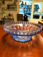 Vintage blauwe glazen schaal retro fruitschaal, Antiek en Kunst, Ophalen of Verzenden