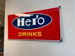 Vintage Hero Drinks Emaille Reclamebord, Ophalen, Reclamebord, Gebruikt, .