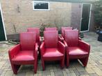 Gebruikte eetkamer stoelen op wieltjes, Huis en Inrichting, Ophalen, Gebruikt, Leer, Vijf, Zes of meer stoelen