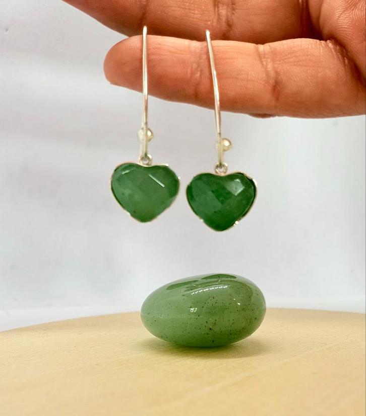 Zilveren oorbellen Peru - Aventurijn, Sieraden, Tassen en Uiterlijk, Oorbellen, Nieuw, Hangers, Zilver, Groen, Met edelsteen, Ophalen of Verzenden