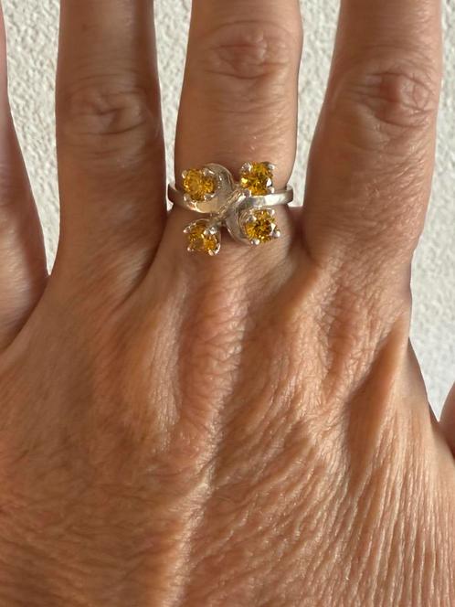 S253/Zilveren Prachtige CITRIEN Ring 18 3/4, Sieraden, Tassen en Uiterlijk, Ringen, Gebruikt, Dame, 18 tot 19, Zilver, Zilver