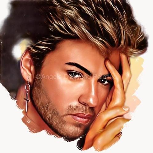 Diamond Painting Portret George Michael 2 - 30x30 rond, Hobby en Vrije tijd, Knutselen, Nieuw, Knutselwerk, Ophalen of Verzenden