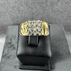 Gouden Ring | 18k* | 5,9g | carré van 9 briljanten | 392860, Sieraden, Tassen en Uiterlijk, Ringen, Gebruikt, Ophalen of Verzenden