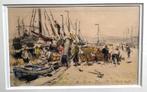 Bedrijvigheid haven Scheveningen - Evert Moll 1878-1955, Ophalen of Verzenden