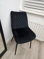 5 Zwarte Velours Eetkamerstoelen, Huis en Inrichting, Stoelen, Ophalen, Zwart, Zo goed als nieuw, Metaal