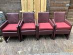 4 mooie lederen fauteuils, Ophalen, Zo goed als nieuw, 75 tot 100 cm, 50 tot 75 cm