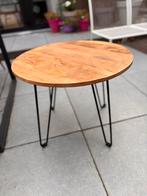 Leuk Bijzettafeltje - Hout & Metaal, 45 tot 60 cm, Gebruikt, Rond, Hout