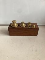 Mooie oude koperen gewichten plus een blok, Ophalen of Verzenden