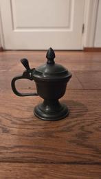 Antieke Tinnen Mosterdpot met Deksel, Antiek en Kunst, Ophalen of Verzenden