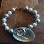 Armband/Enkelband met Nepparels & Schelp, Overige materialen, Beige, Ophalen of Verzenden, Zo goed als nieuw