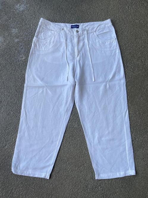 Driekwart linnen broek van Biaggini maat M, Kleding | Dames, Broeken en Pantalons, Gedragen, Maat 38/40 (M), Wit, Driekwart, Ophalen of Verzenden