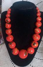 Rode Houten Kralen Ketting, Ophalen of Verzenden, Gebruikt, Rood, Overige materialen