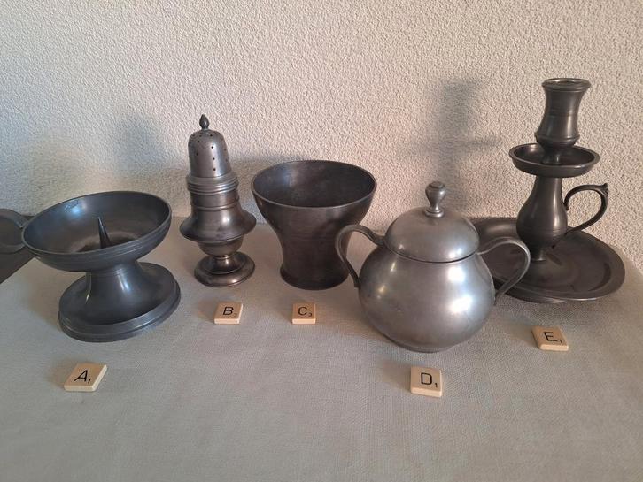 Diverse tinnen voorwerpen, Antiek en Kunst, Antiek | Tin, Ophalen of Verzenden